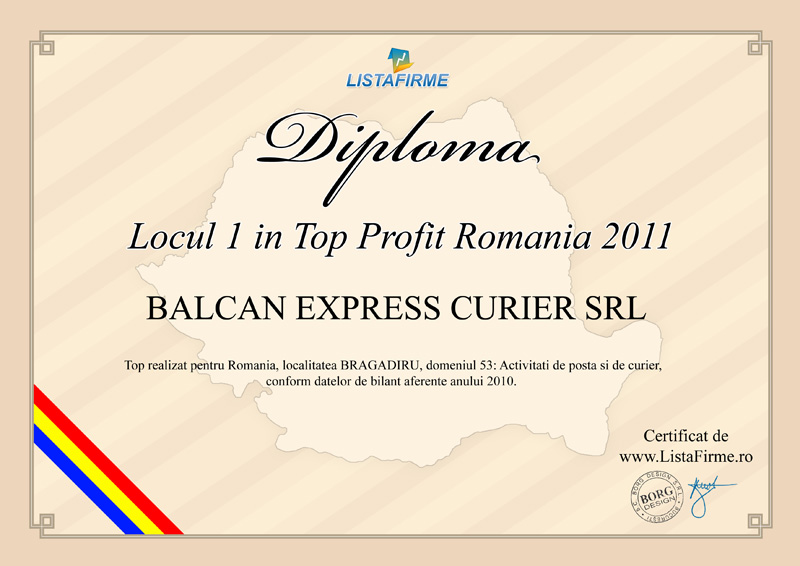 Diploma Balcan Express Curier